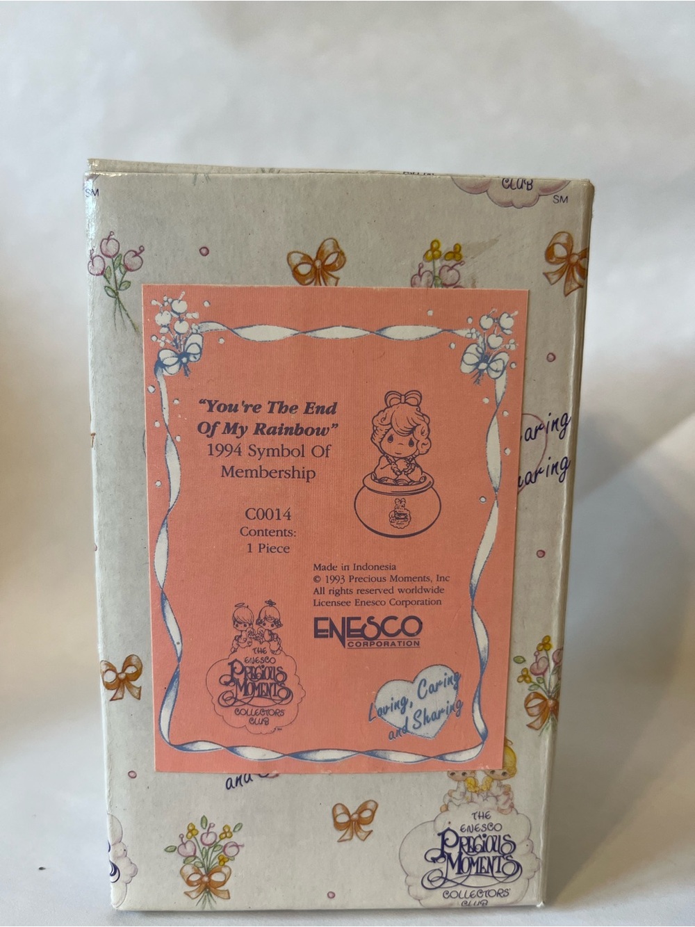Enesco Precious Moments Collectible Box — Pink and Cream Artwork